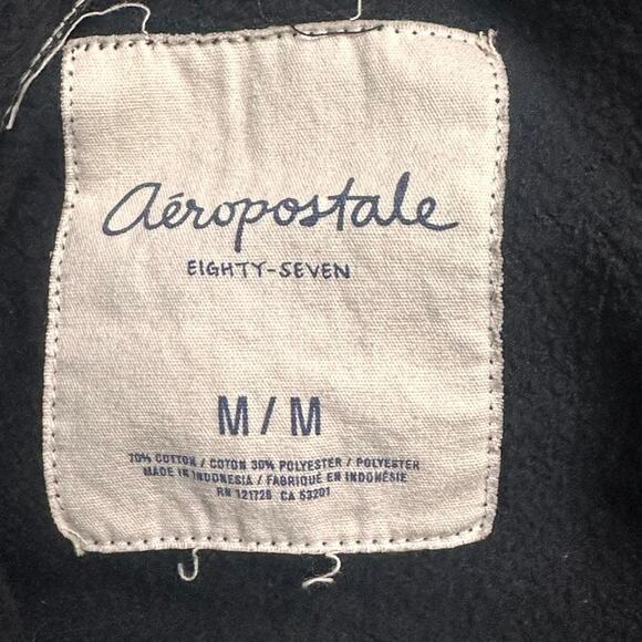 Y2K Aeropostale black pullover hoodie with bold white varsity-style logo Size M - Picture 3 of 4